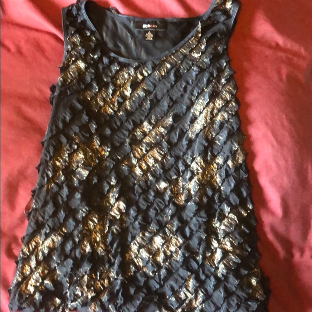 Black & Gold Ruffle Tank